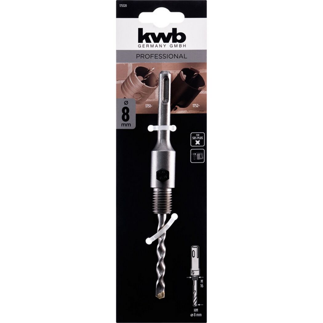 SDS-Plus Aufnahmeschaft mit Zentrierbohrer M16 Ø 8 mm