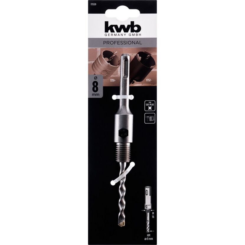 SDS-Plus Aufnahmeschaft mit Zentrierbohrer M16 Ø 8 mm