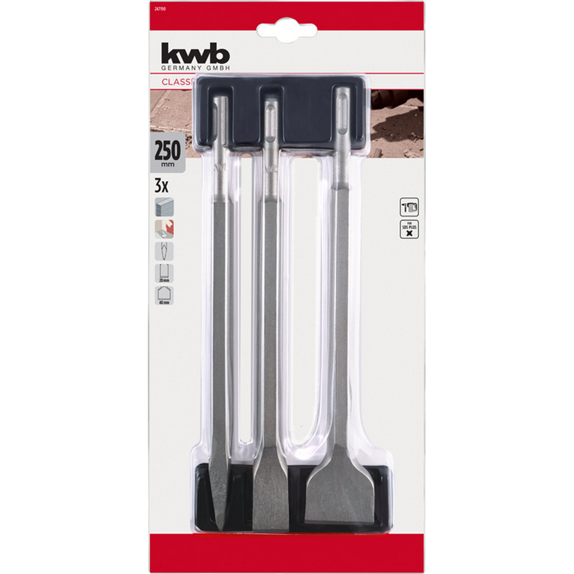 Meißel-Set SDS-Plus 250 mm 3-teilig
