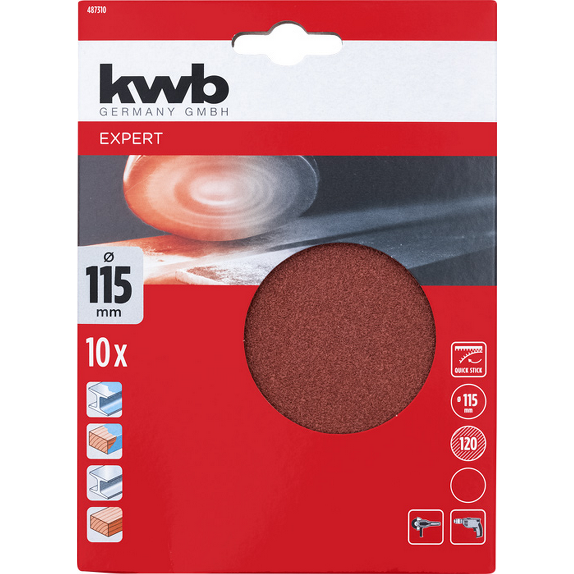 Schleifscheibe 'Quick-Stick' Ø 115 mm K120 10 Stück