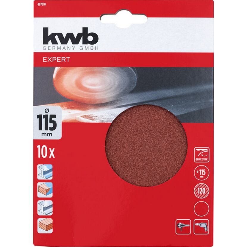 Schleifscheibe 'Quick-Stick' Ø 115 mm K120 10 Stück