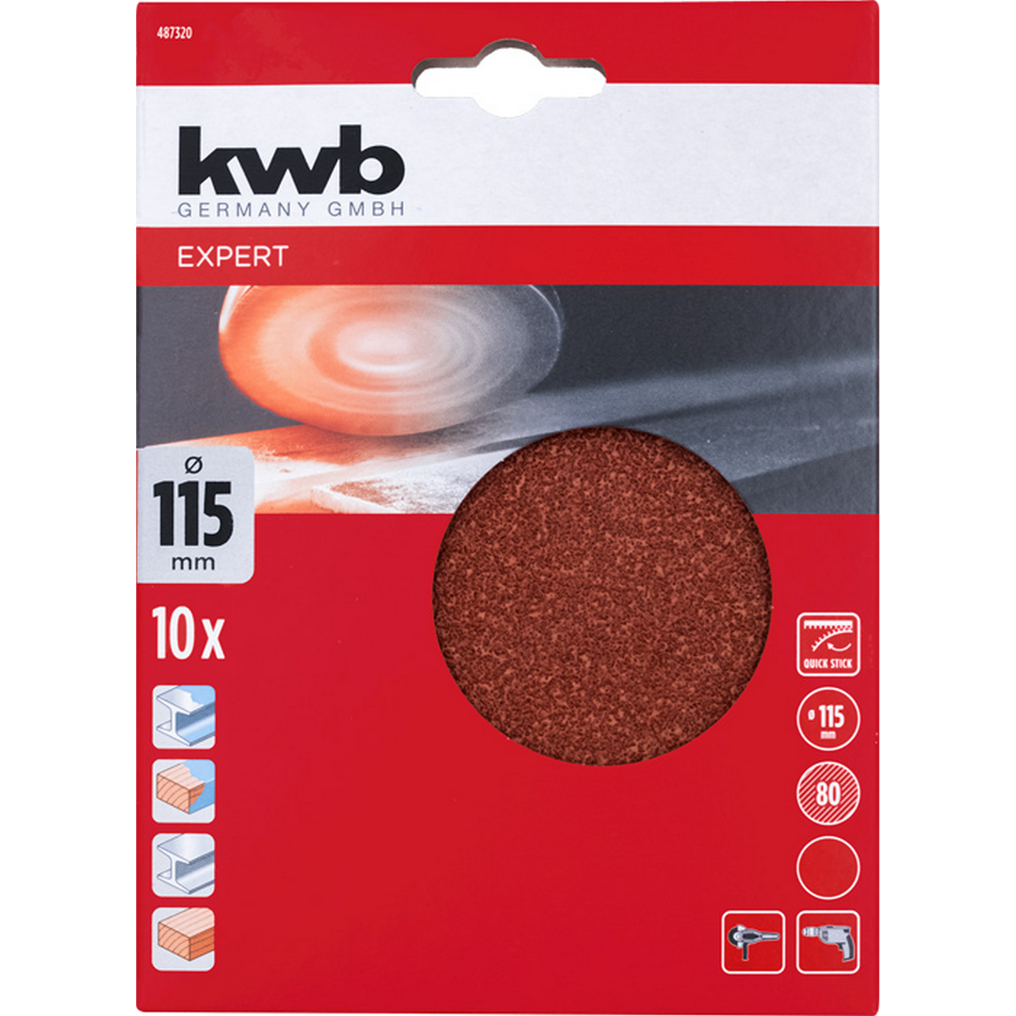 Schleifscheibe 'Quick-Stick' Ø 115 mm K80 10 Stück