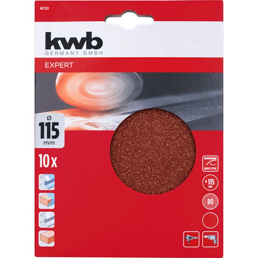 Schleifscheibe 'Quick-Stick' Ø 115 mm K80 10 Stück