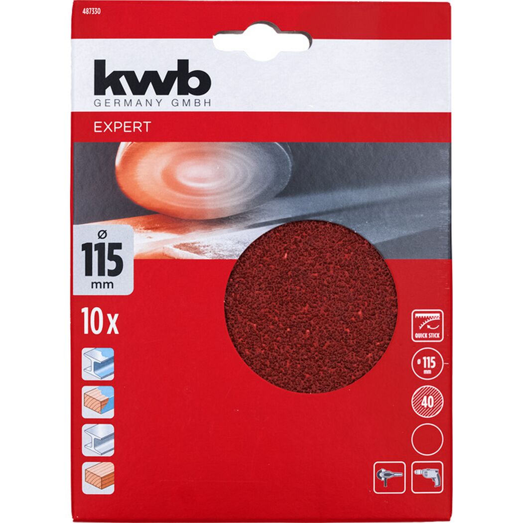 Schleifscheibe 'Quick-Stick' Ø 115 mm K40 10 Stück