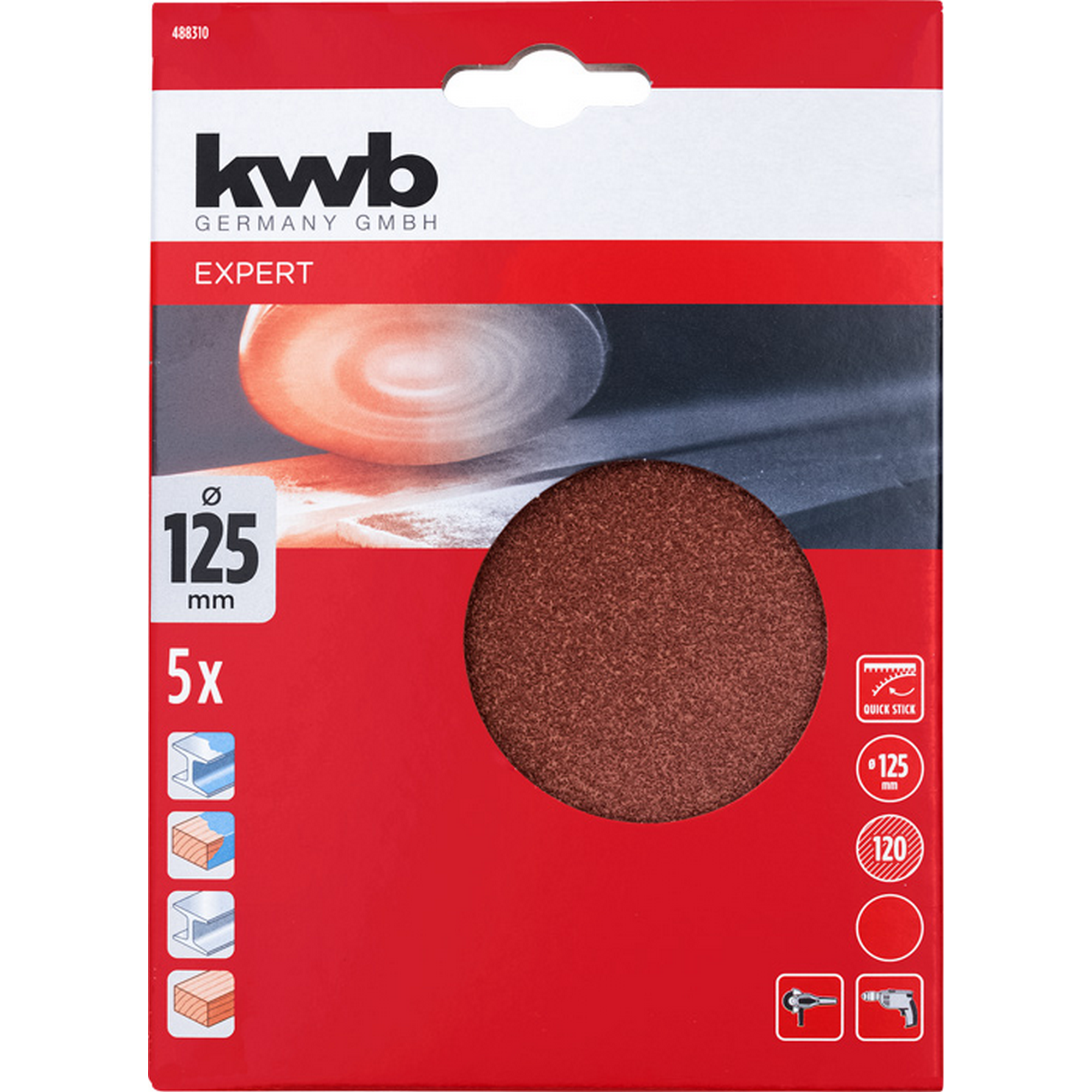 Schleifscheibe 'Quick-Stick' Ø 125 mm K120 5 Stück