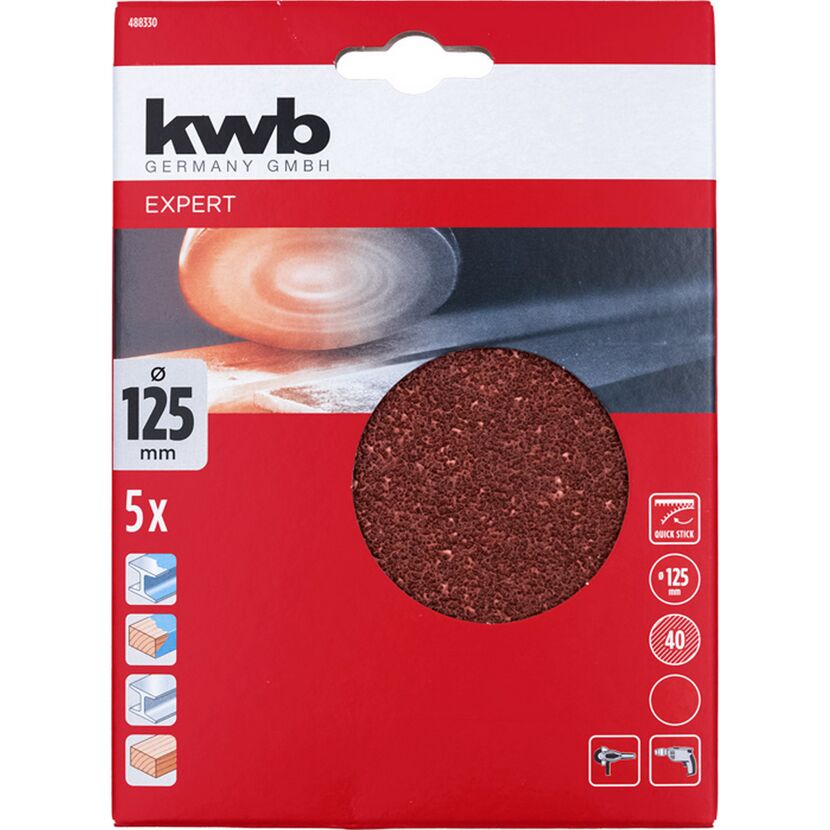 Schleifscheibe 'Quick-Stick' Ø 125 mm K40 5 Stück