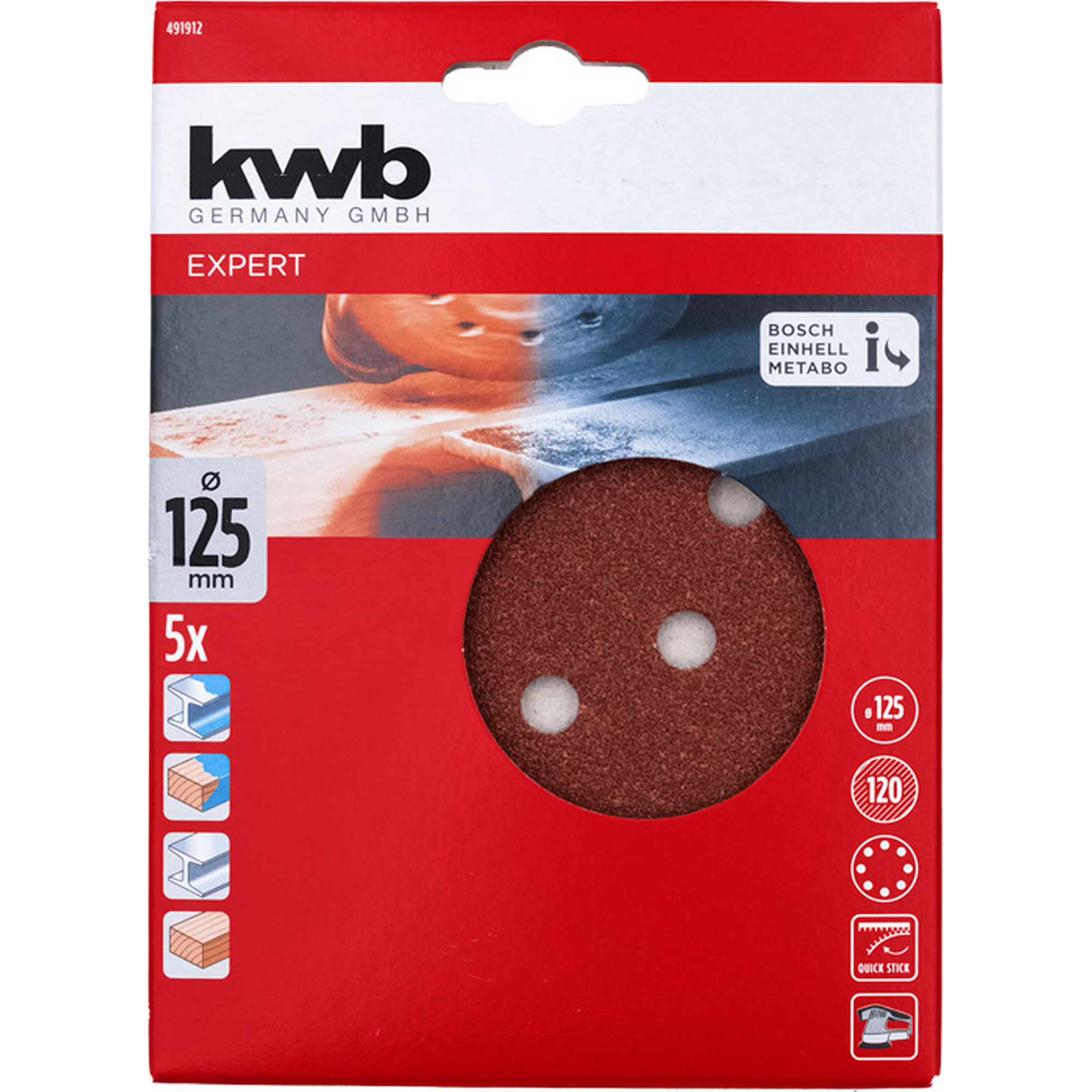 Schleifscheibe 'Quick-Stick' Ø 125 mm K120 5 Stück