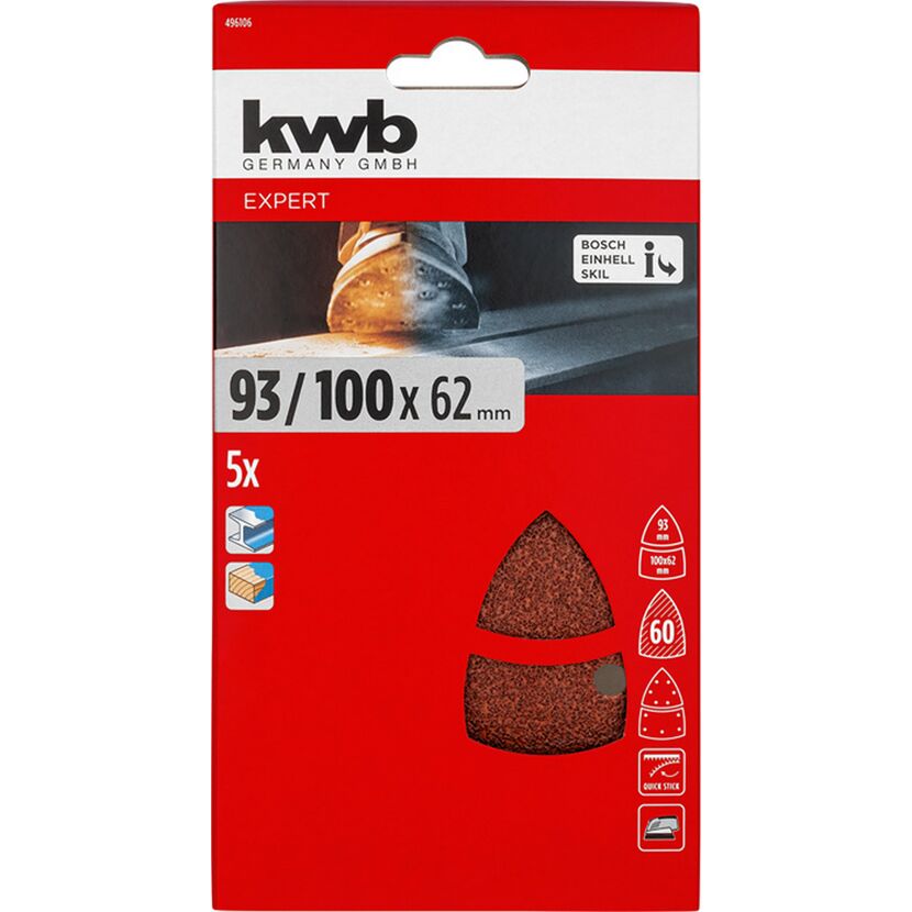 Schleifdreieck 'Quick-Stick' 62 x 100 mm K60 5 Stück