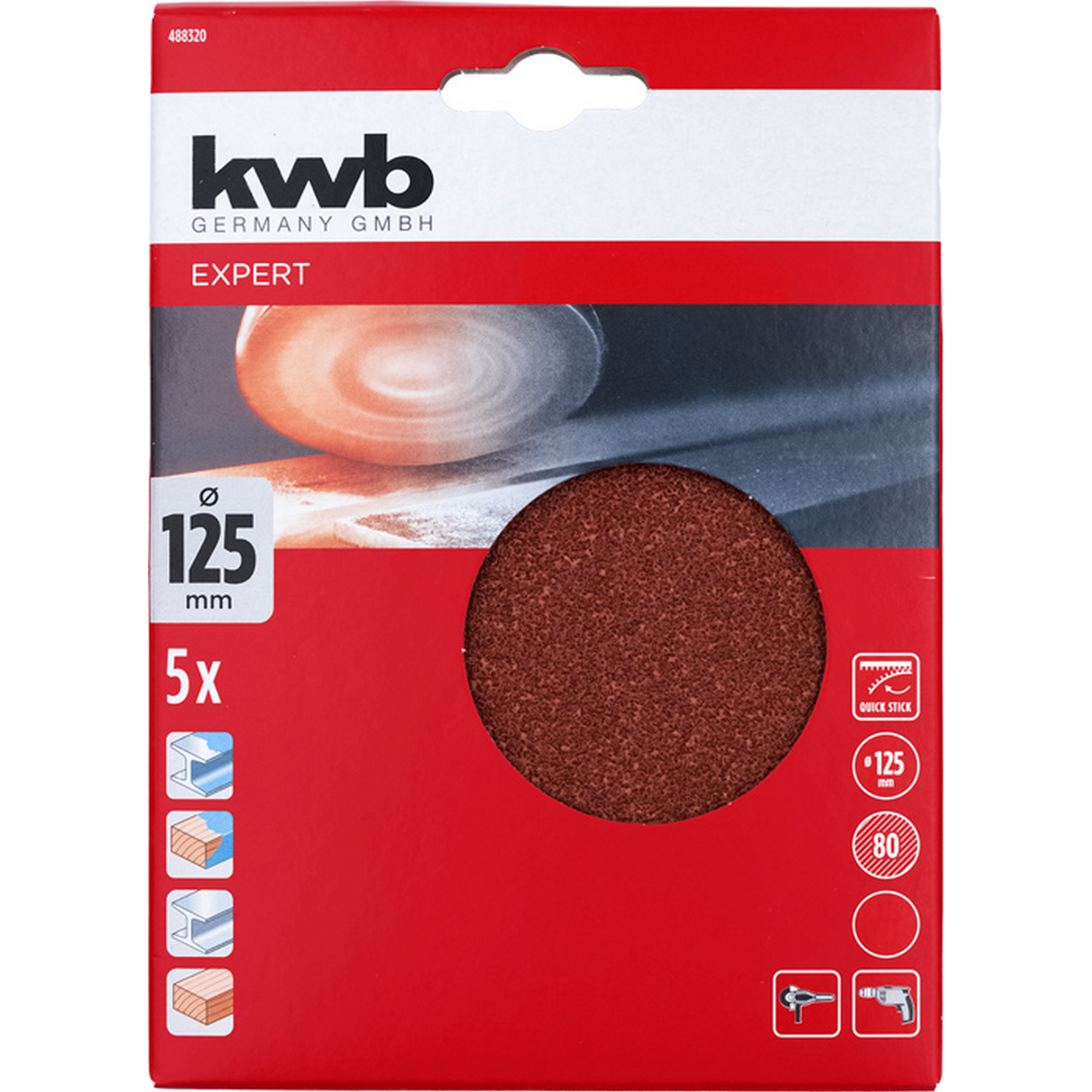 Schleifscheibe 'Quick-Stick' Ø 125 mm K80 5 Stück