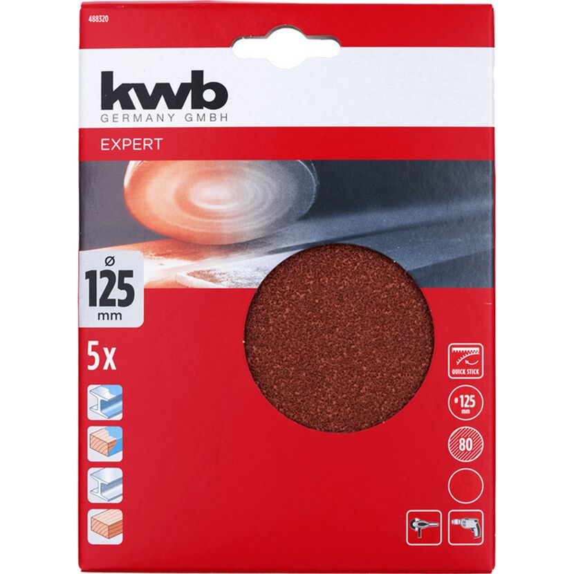 Schleifscheibe 'Quick-Stick' Ø 125 mm K80 5 Stück