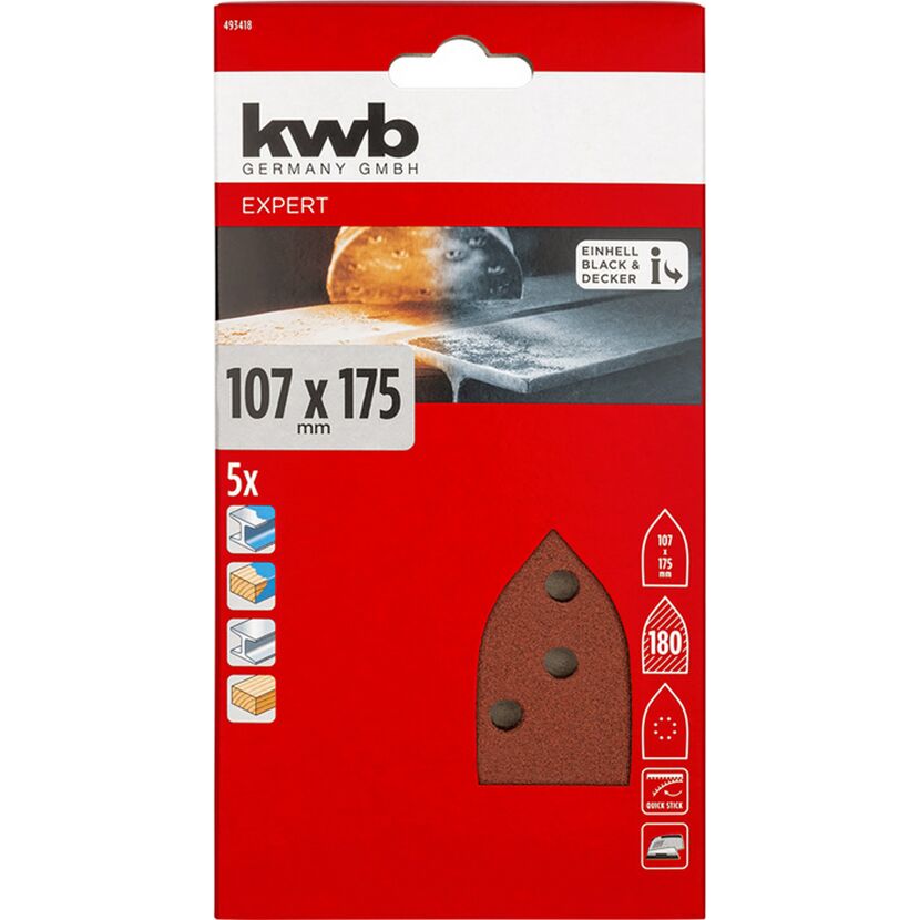Schleifdreieck 'Quick-Stick' 107 x 175 mm K180 5 Stück