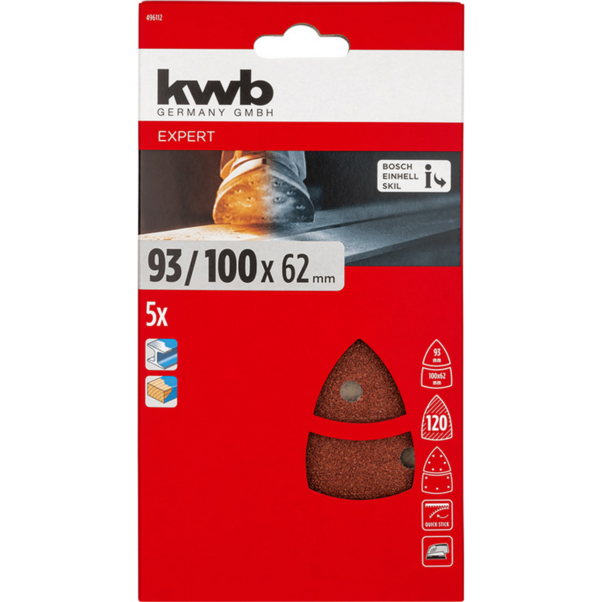 Schleifdreieck 'Quick-Stick' 93 x 100 mm K120 5 Stück