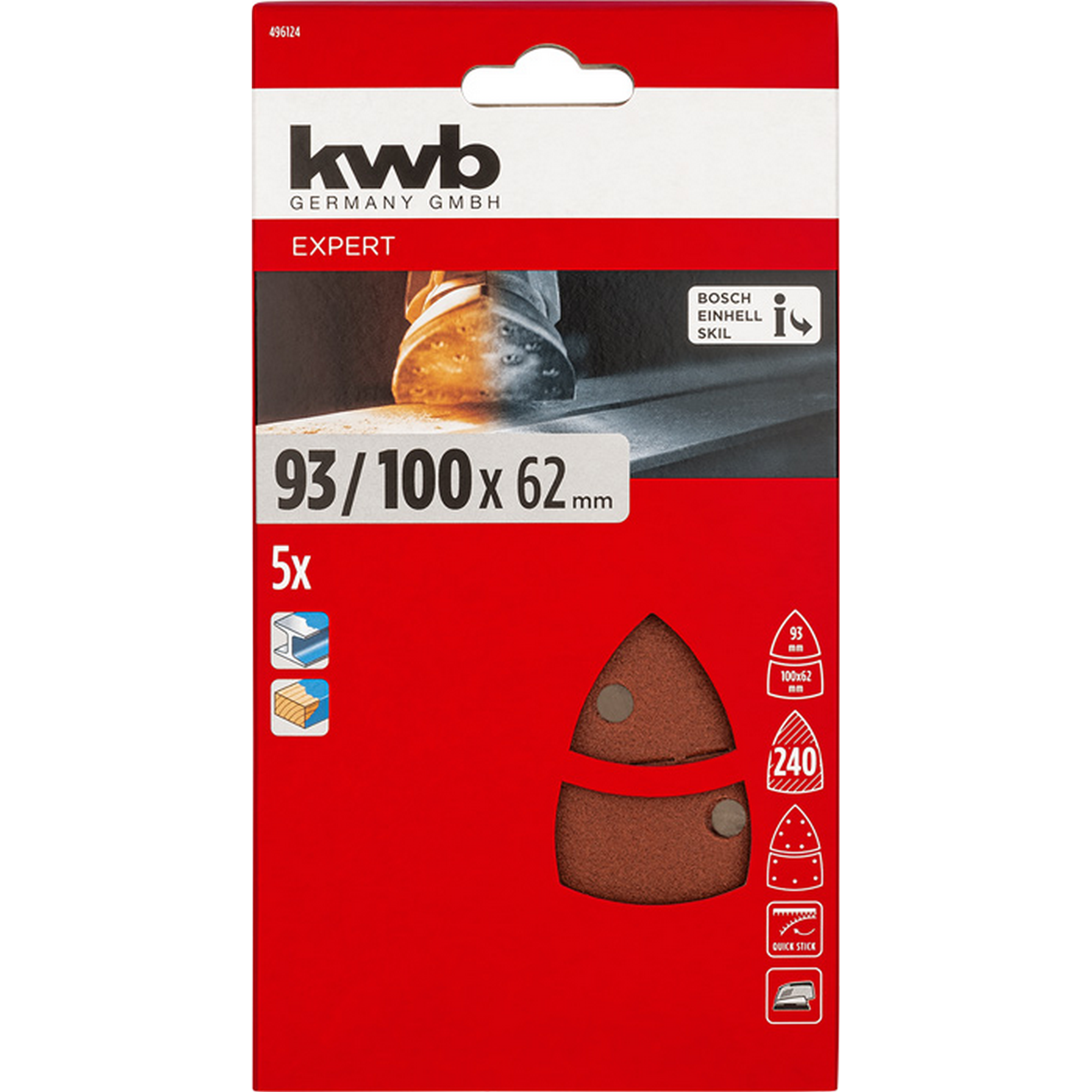 Schleifdreieck 'Quick-Stick' 93 x 100 mm K240 5 Stück