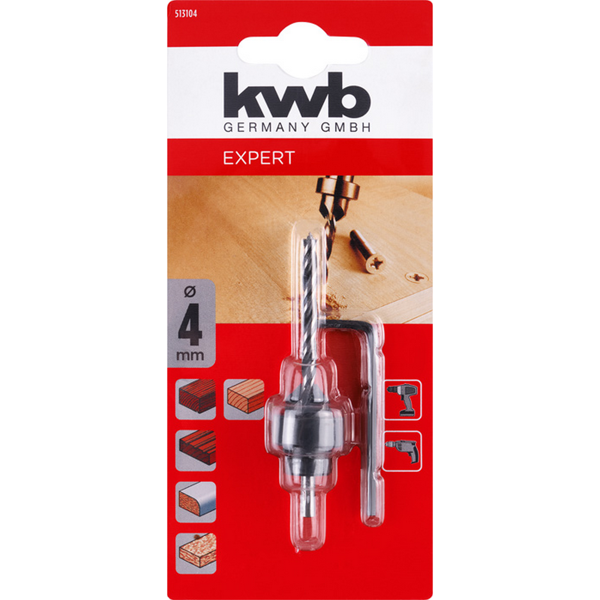 Holzbohrer-Set Ø 4 mm, 3-teilig