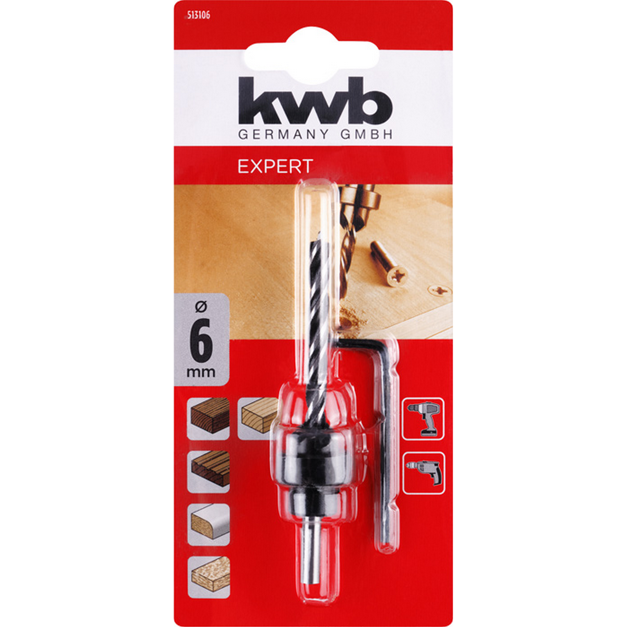 Holzbohrer-Set Ø 6 mm, 3-teilig