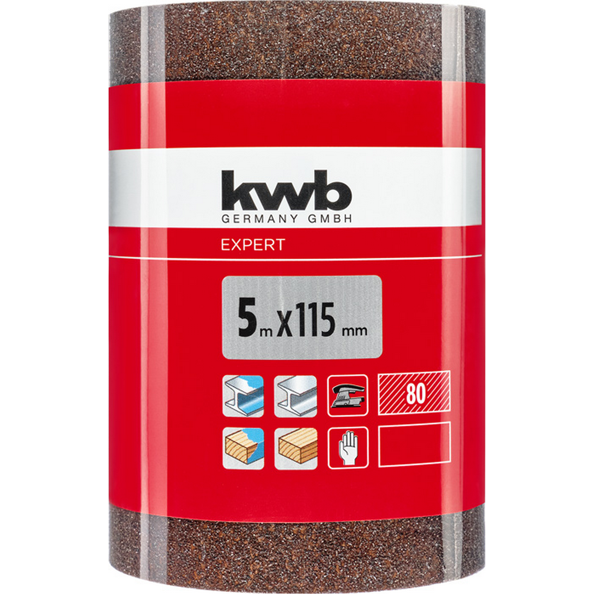 Schleifrolle 'Holz & Metall' K80 115 mm x 5 m