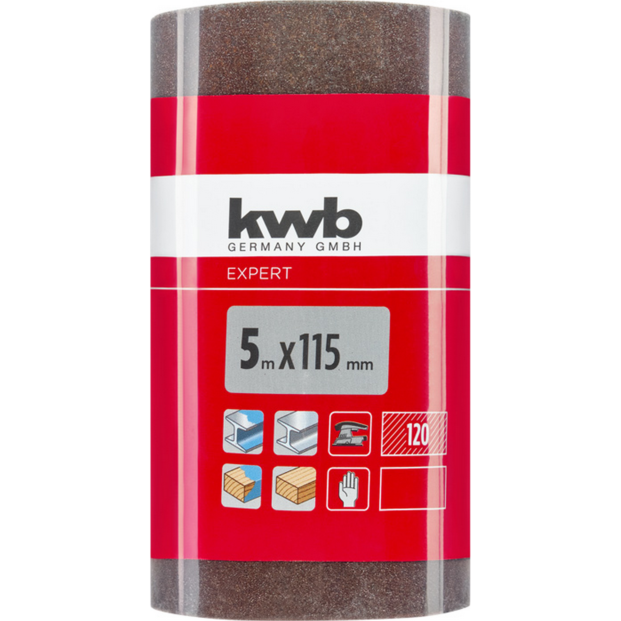 Schleifrolle 'Holz & Metall' K120 115 mm x 5 m