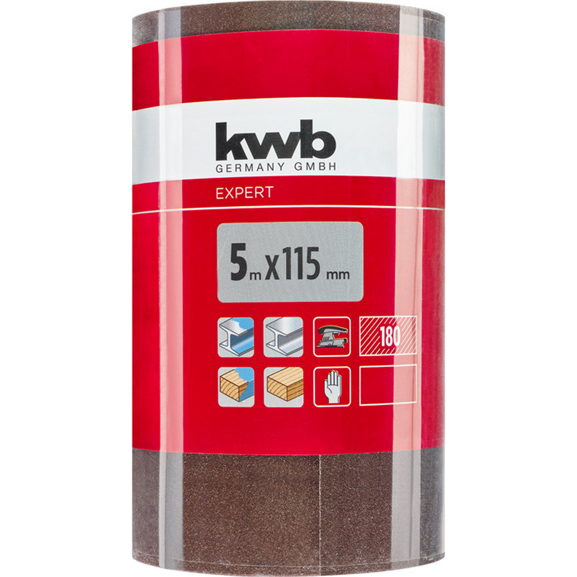 Schleifrolle 'Holz & Metall' K180 115 mm x 5 m