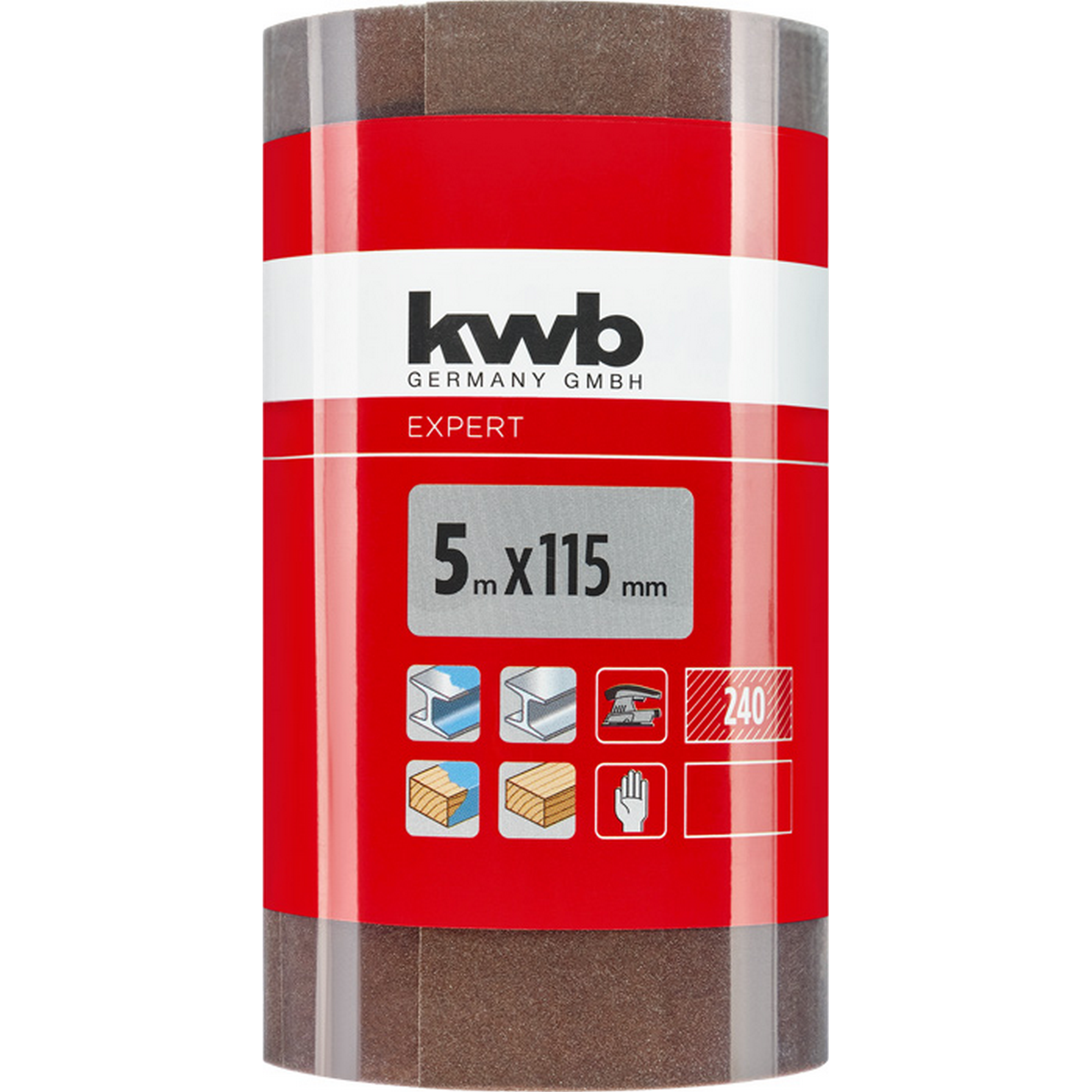 Schleifrolle 'Holz & Metall' K240 115 mm x 5 m