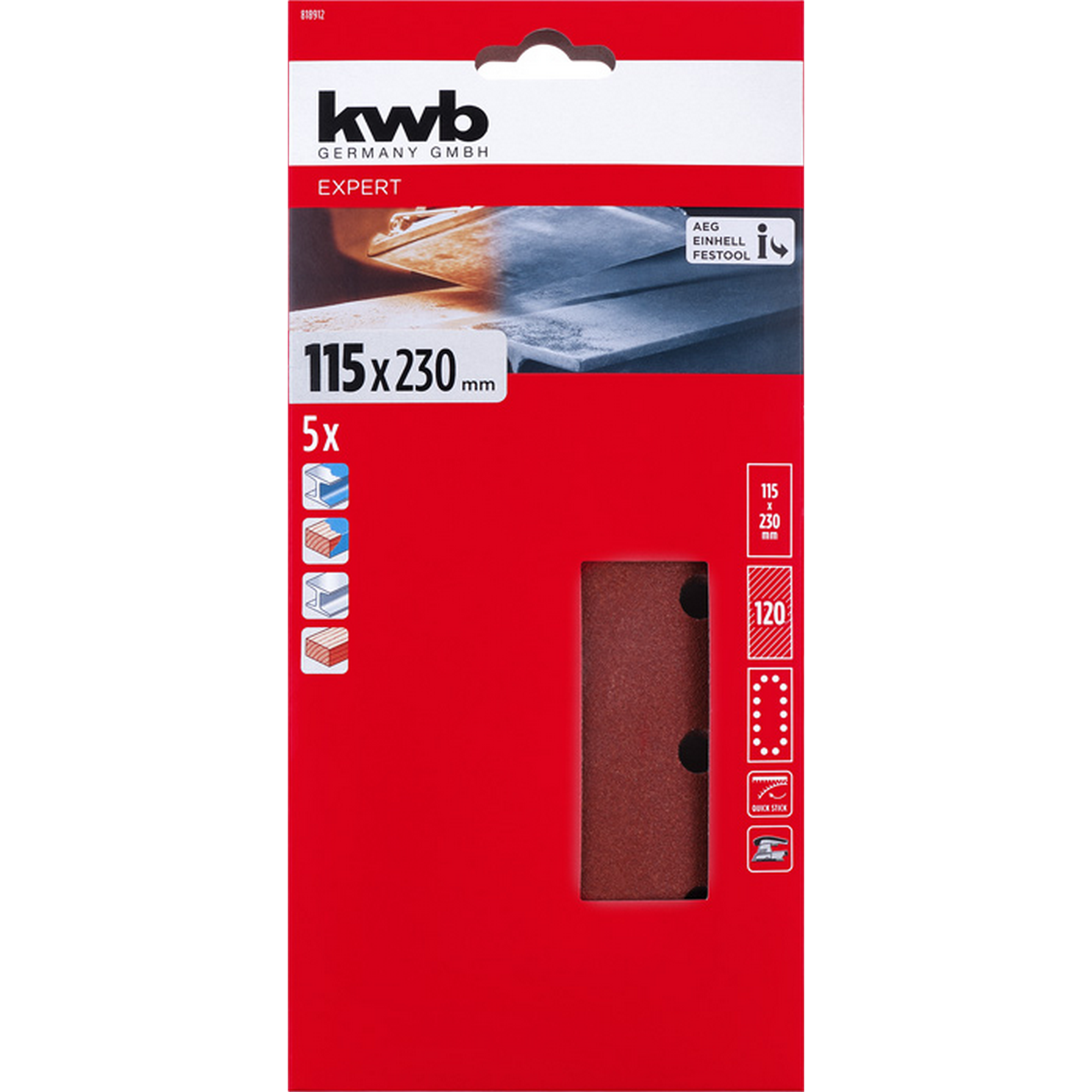 Schleifstreifen 'Quick-Stick' 115 x 230 mm K120 5 Stück