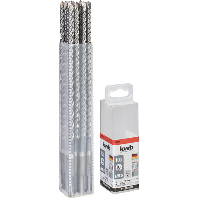 Bild von Hammerbohrer-Set 'HB 5' SDS plus Ø 8 x 265 mm 10 Stück