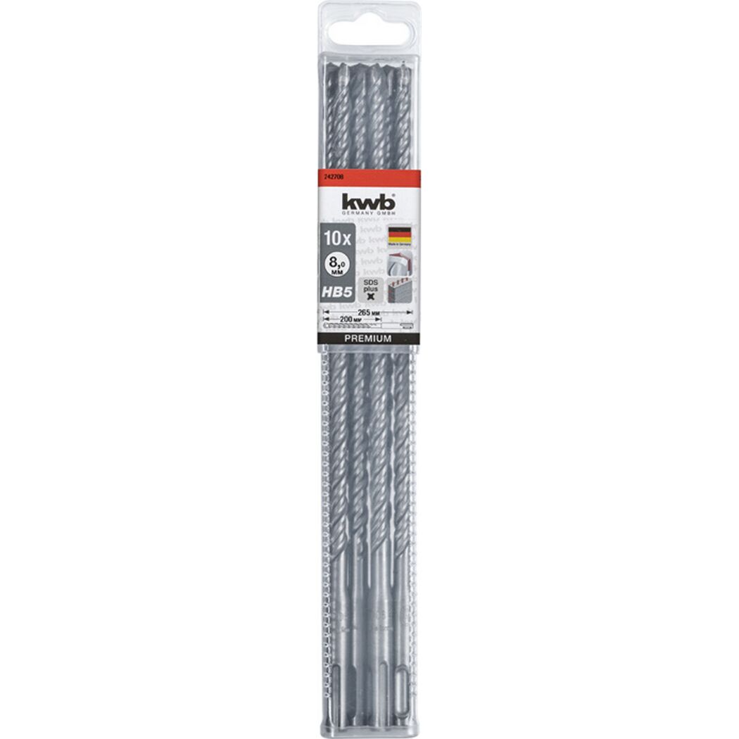 Hammerbohrer-Set 'HB 5' SDS plus Ø 8 x 265 mm 10 Stück