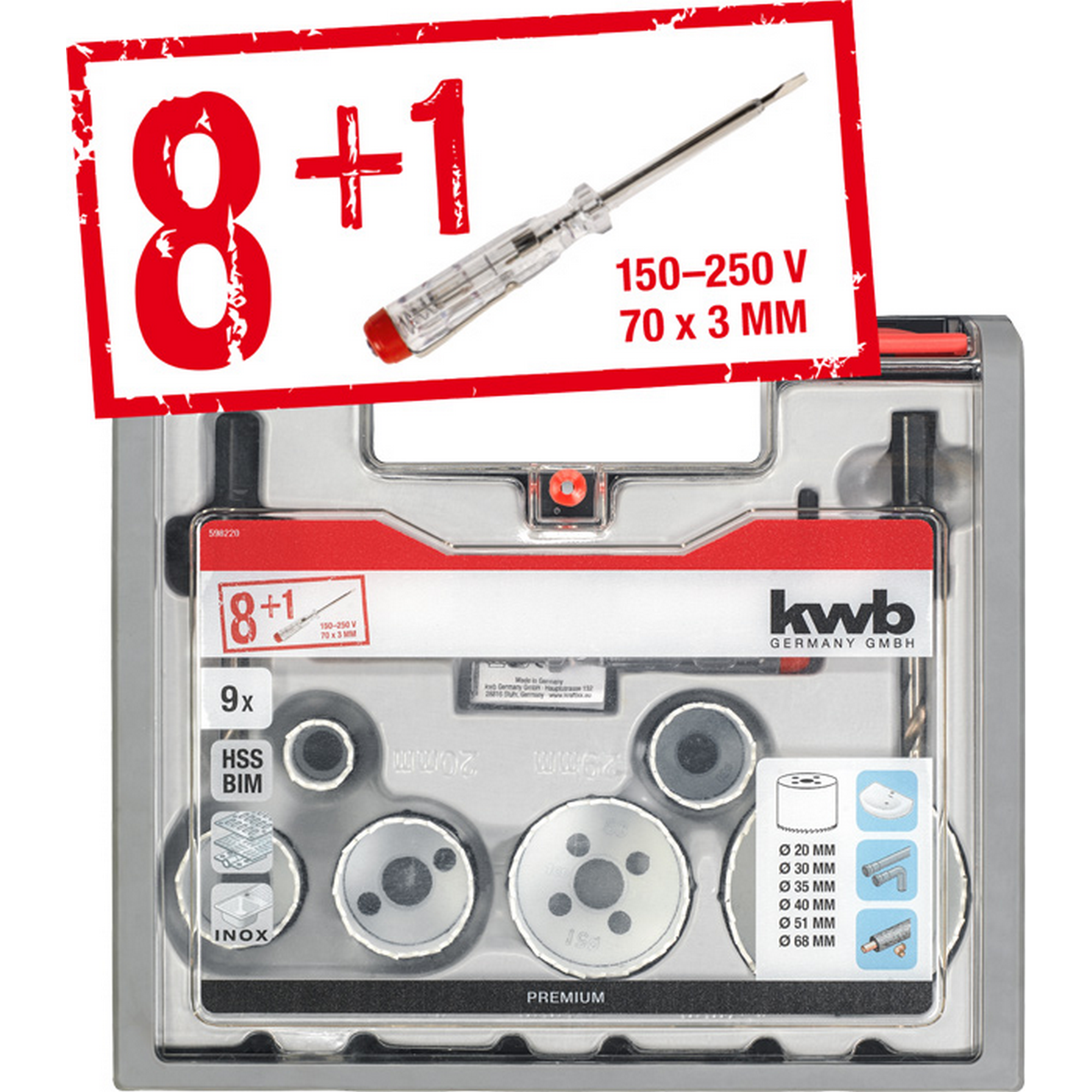 Lochsägen-Set mit Spannungsprüfer 8-teilig