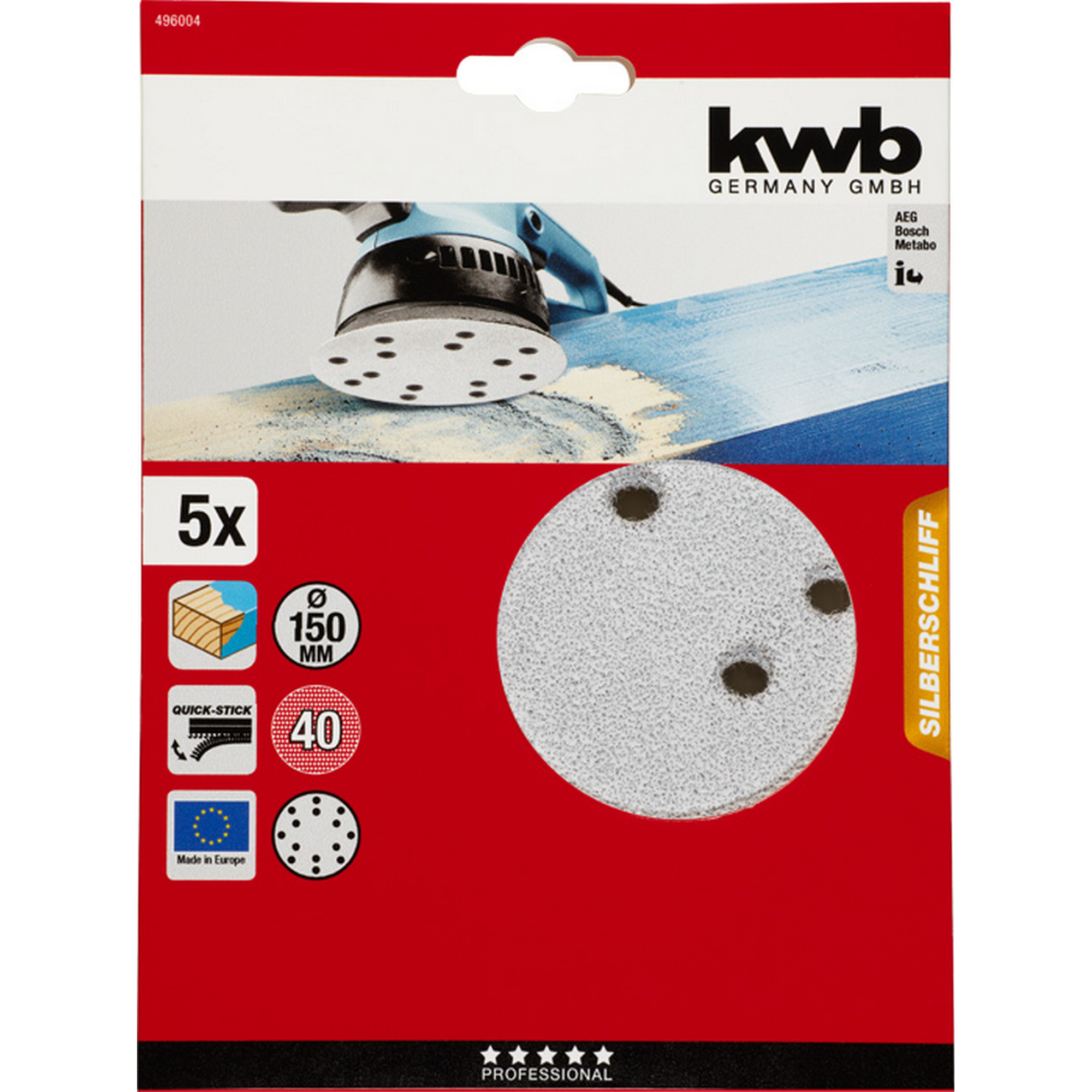 Schleifscheibe 'Quick-Stick' Ø 150 mm K40 5 Stück
