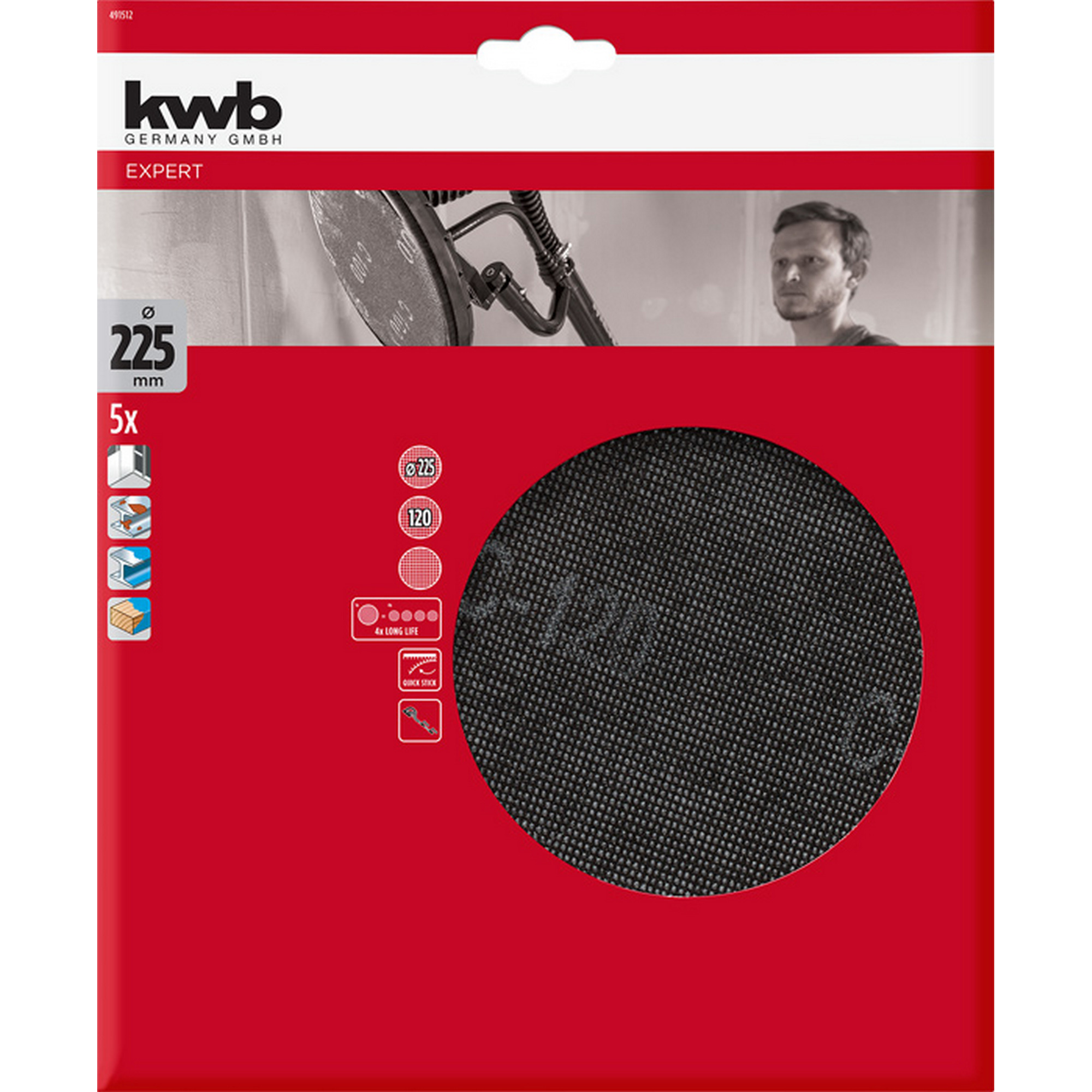 Gitterleinen für Langhalsschleifer 'Quick-Stick' Ø 225 mm K120 5 Stück