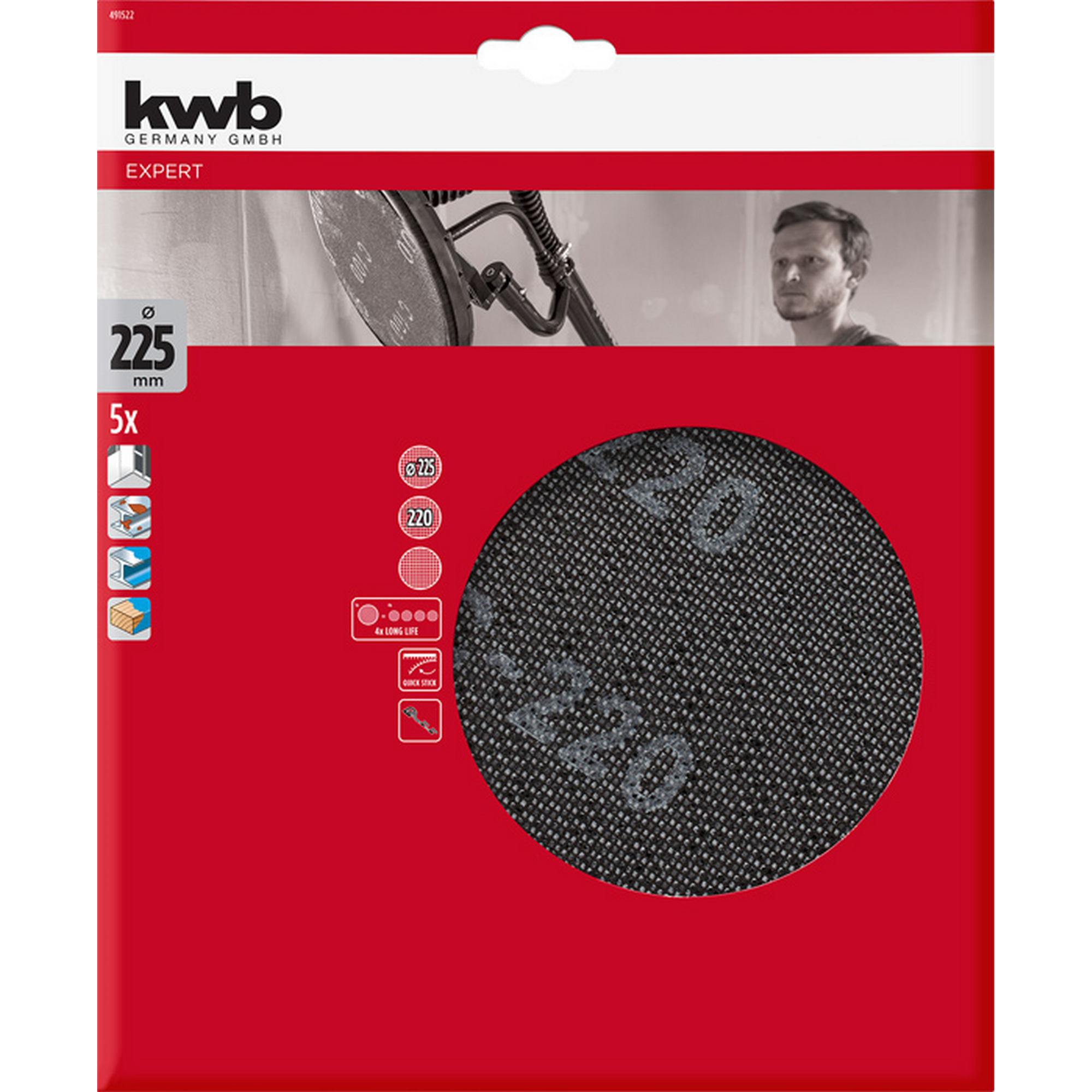 Gitterleinen für Langhalsschleifer 'Quick-Stick' Ø 225 mm K220 5 Stück