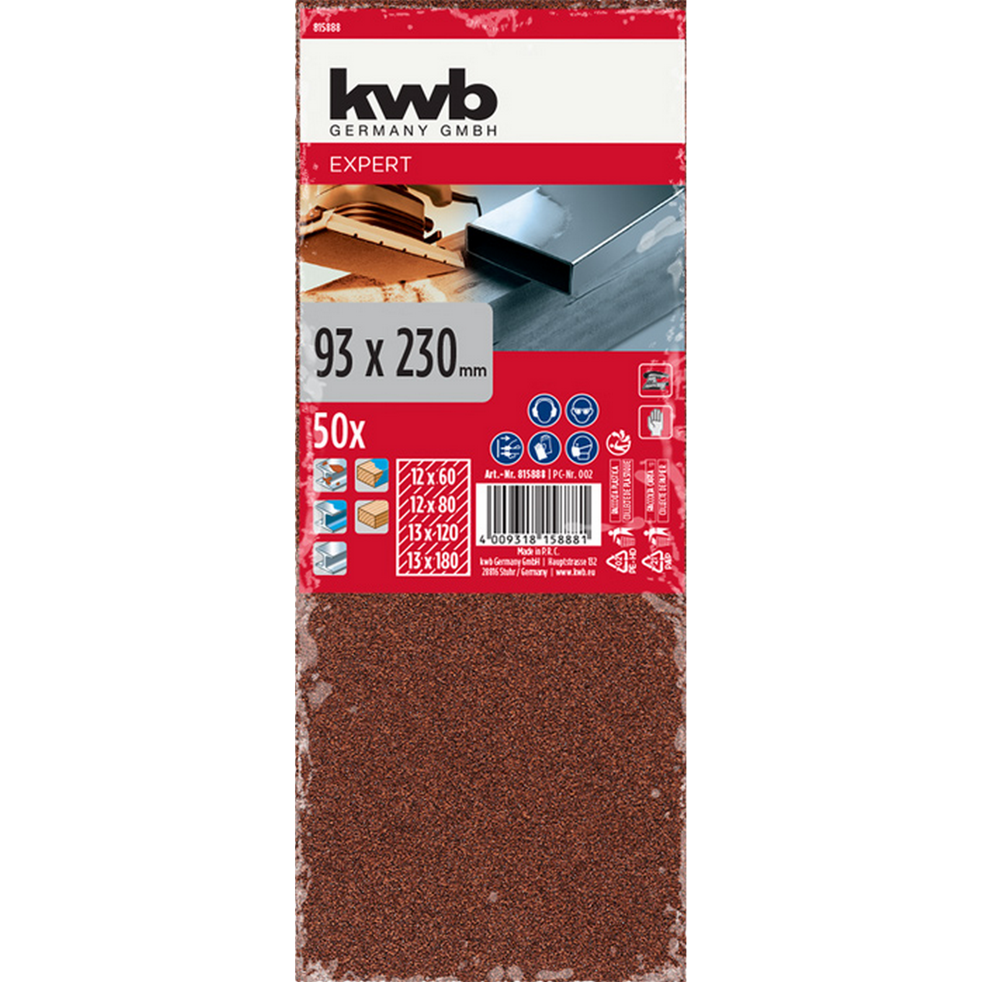 Schleifstreifen für Holz/Metall 9,3 x 23 cm 50 Stück