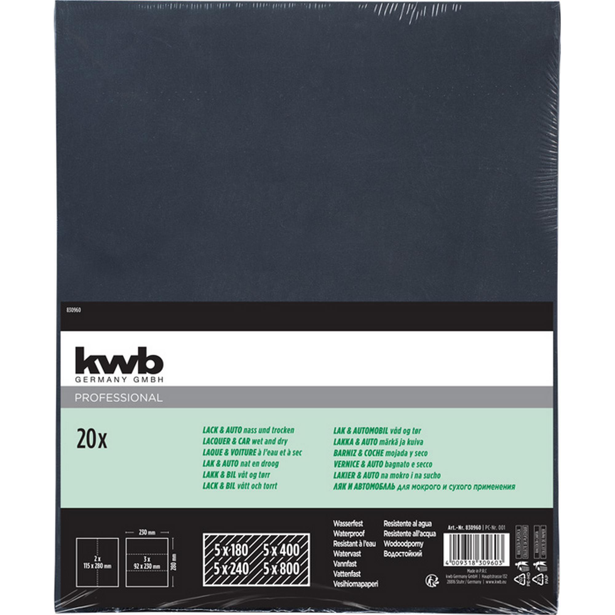 Schleifpapier für Lack wasserfest 20 Stück