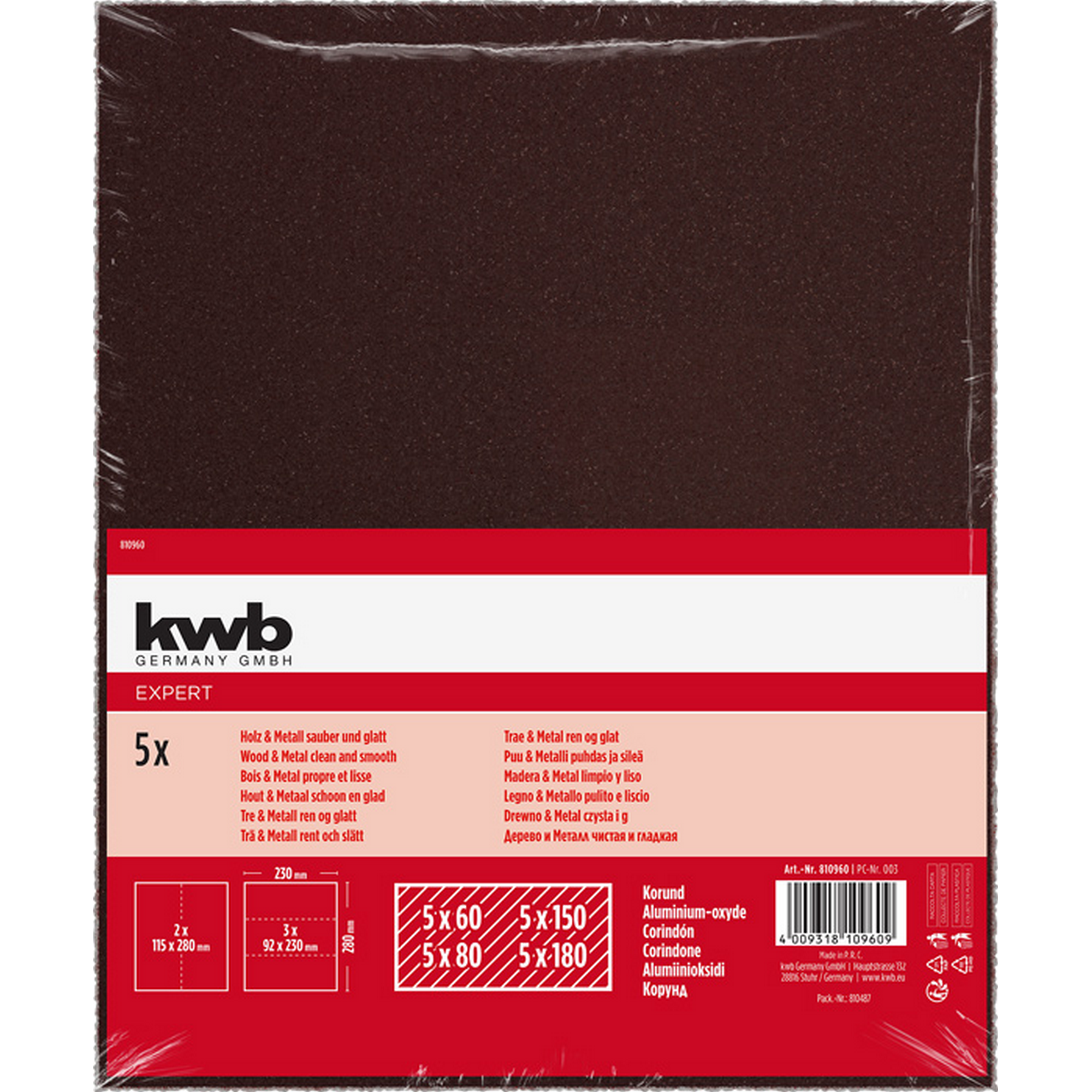 Schleifpapier für Holz/Metall 20 Stück