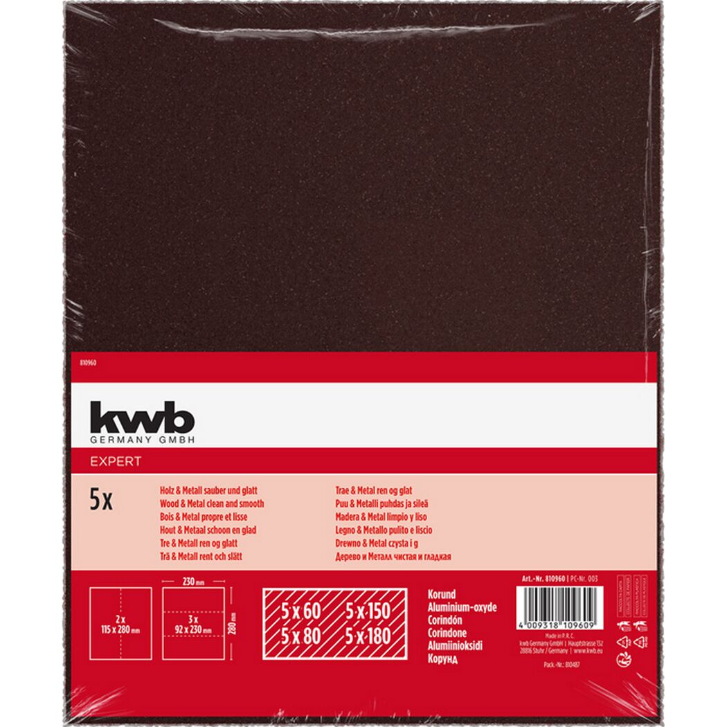 Schleifpapier für Holz/Metall 20 Stück