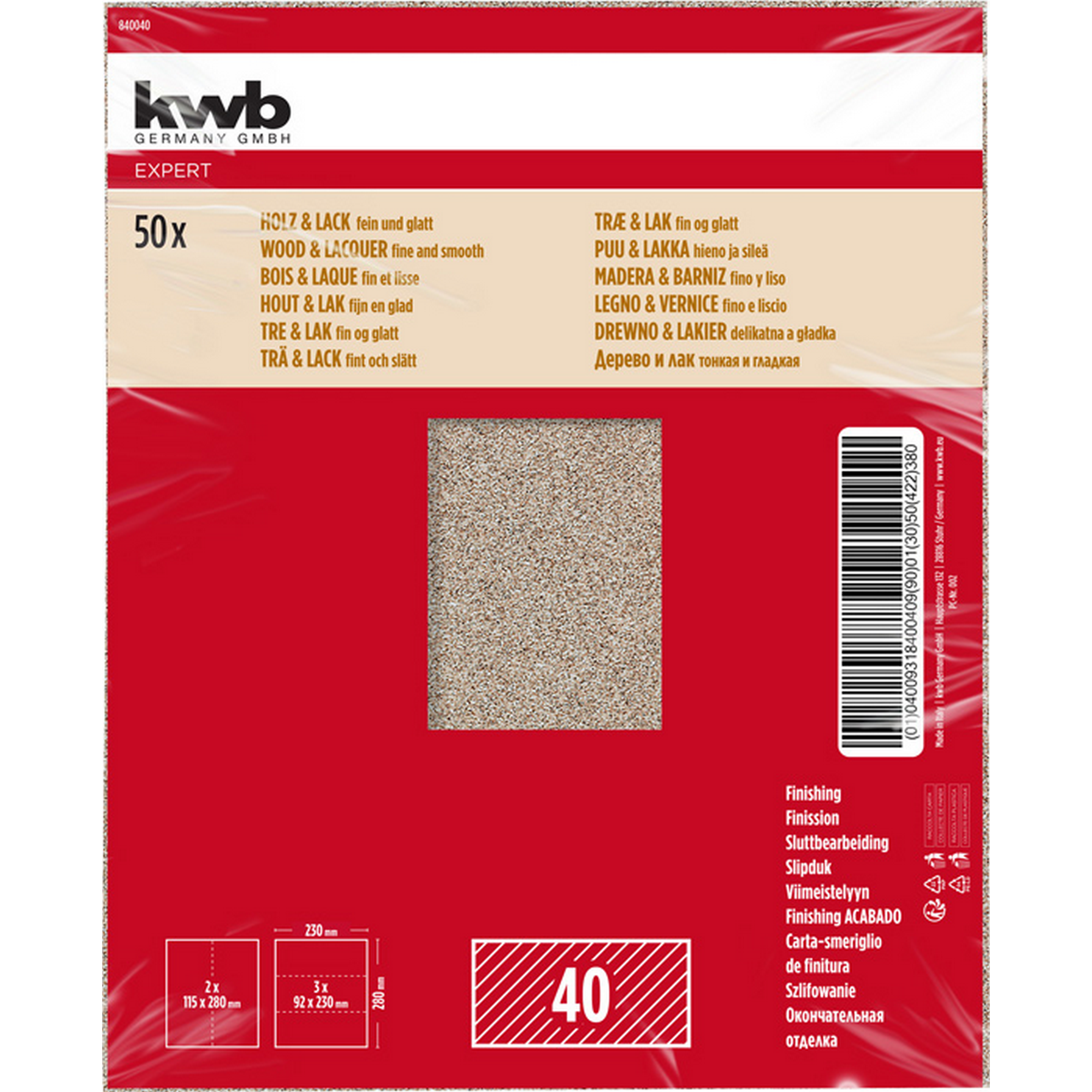 Schleifpapier 'Holz & Lack' 230 x 280 mm K40
