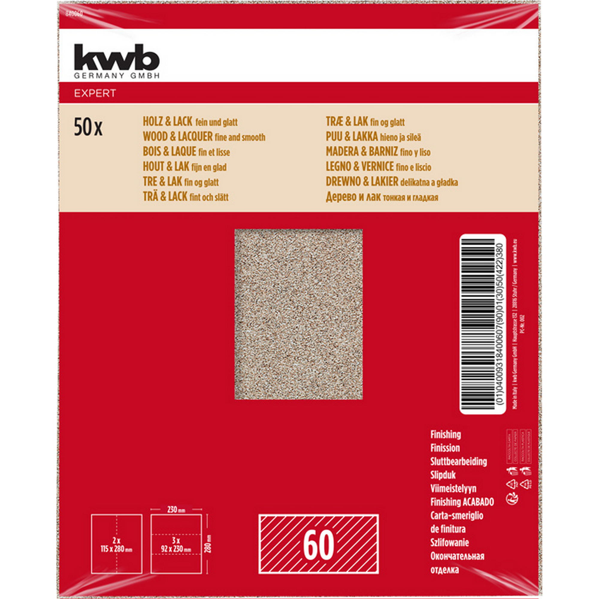 Schleifpapier 'Holz & Lack' 230 x 280 mm K60
