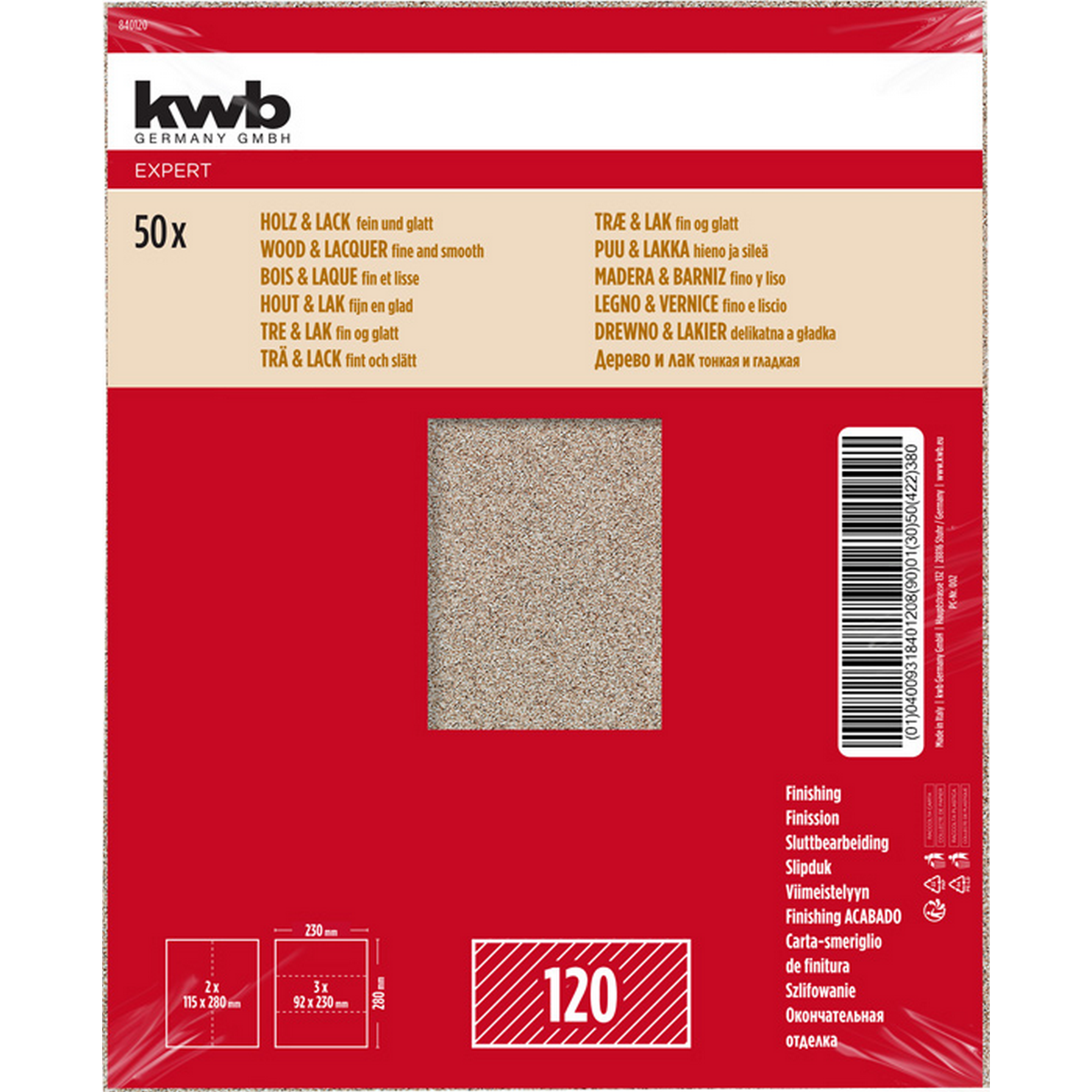 Schleifpapier 'Holz & Lack' 230 x 280 mm K120