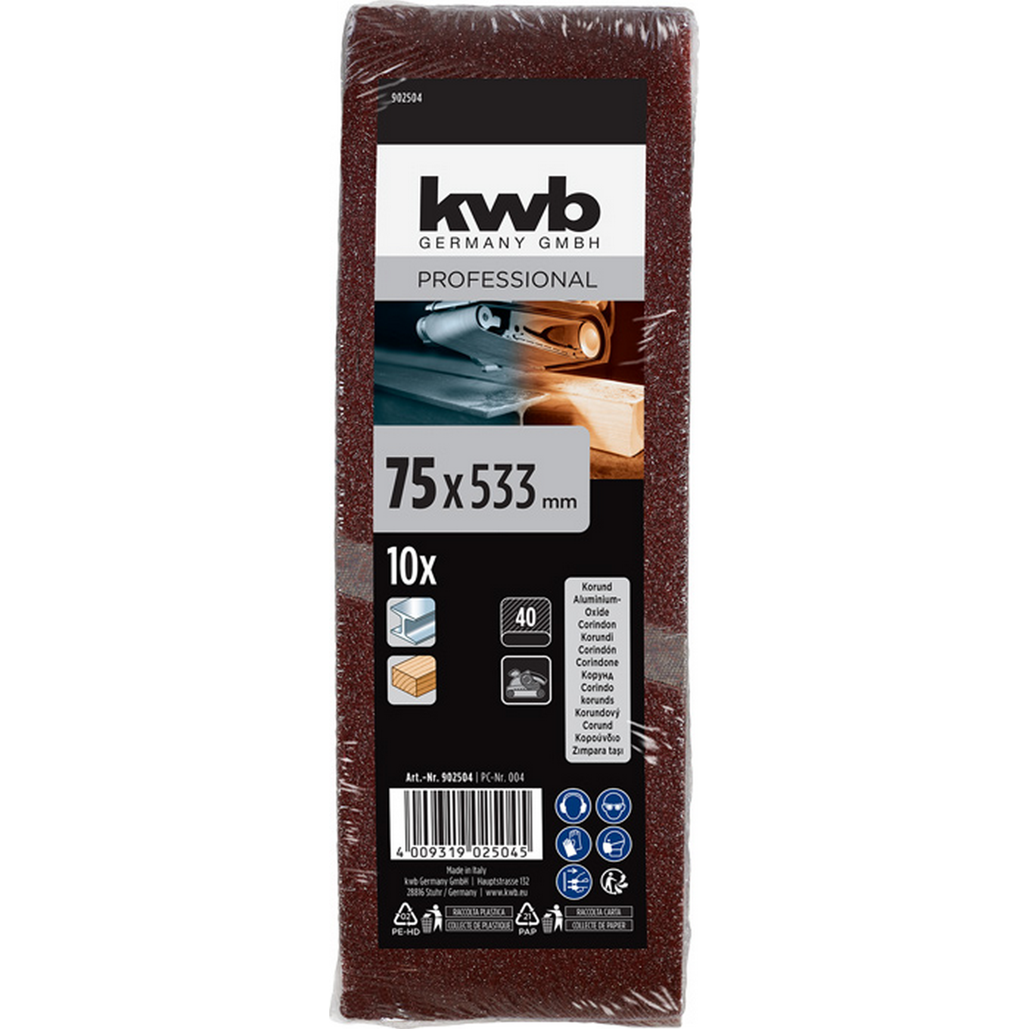 Schleifband 'Holz & Metall' 75 x 533 mm K40 10 Stück