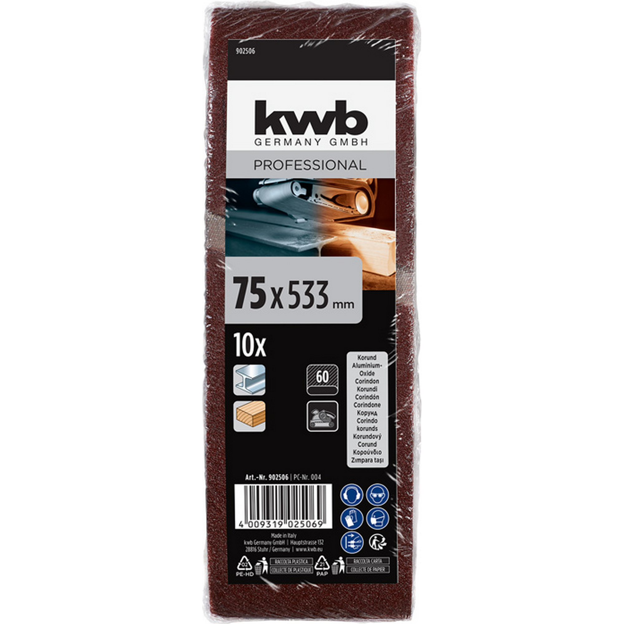 Schleifband 'Holz & Metall' 75 x 533 mm K60 10 Stück