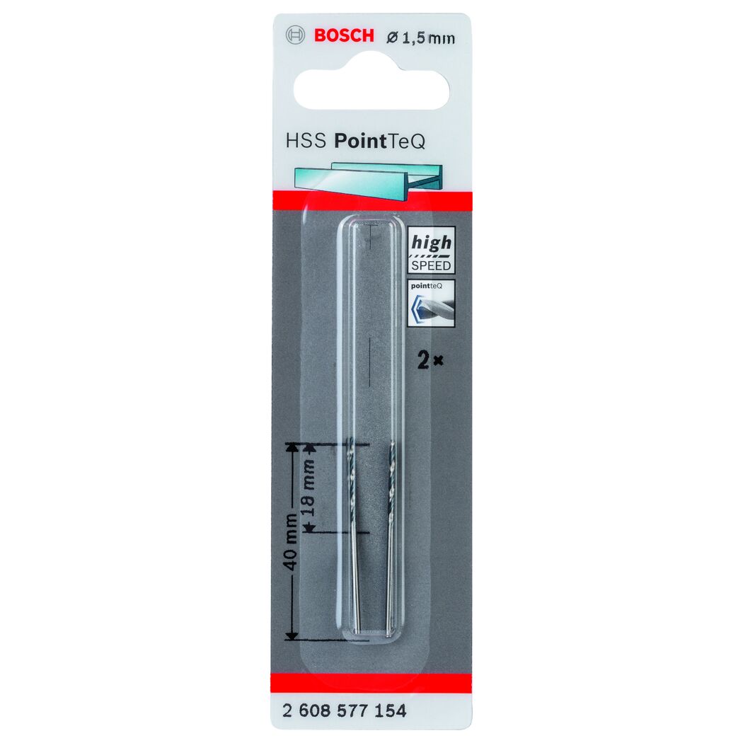 HSS-Spiralbohrer 'PointTeQ' 1,5 mm 2 Stück