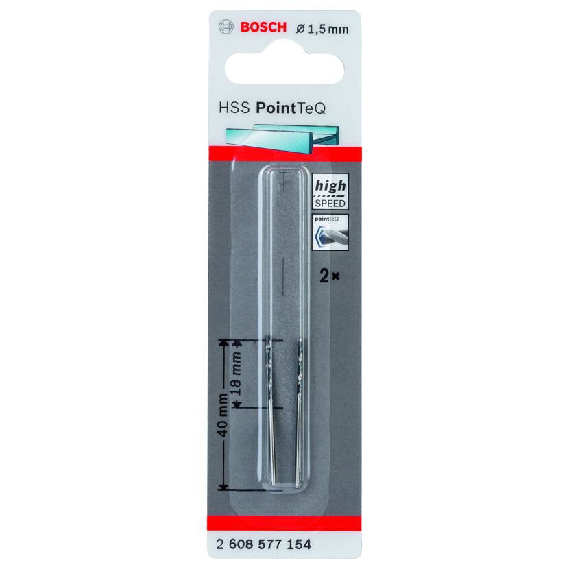 HSS-Spiralbohrer 'PointTeQ' 1,5 mm 2 Stück