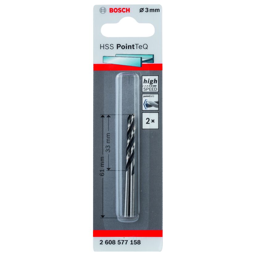 HSS-Spiralbohrer 'PointTeQ' 3 mm 2 Stück