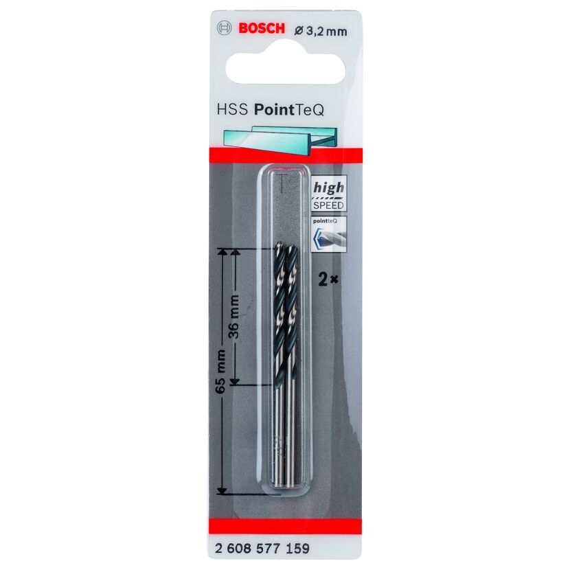 HSS-Spiralbohrer 'PointTeQ' Ø 3,2 mm 2 Stück