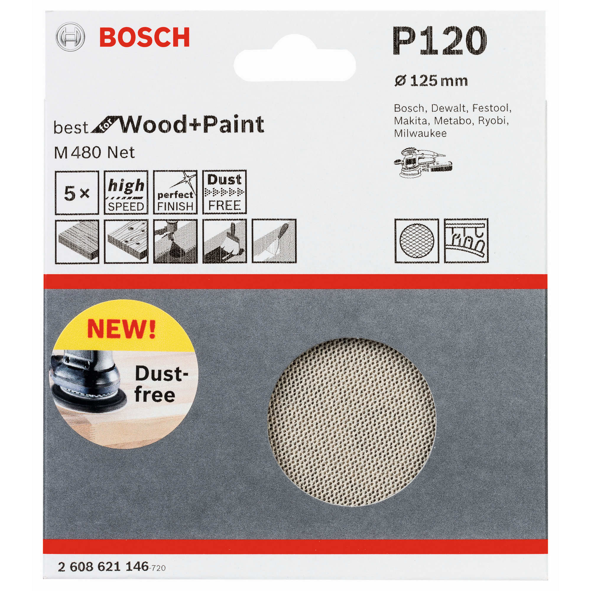 Schleifblatt 'Pro M480 Net' 5er-Pack Ø 125 mm, Körnung 120