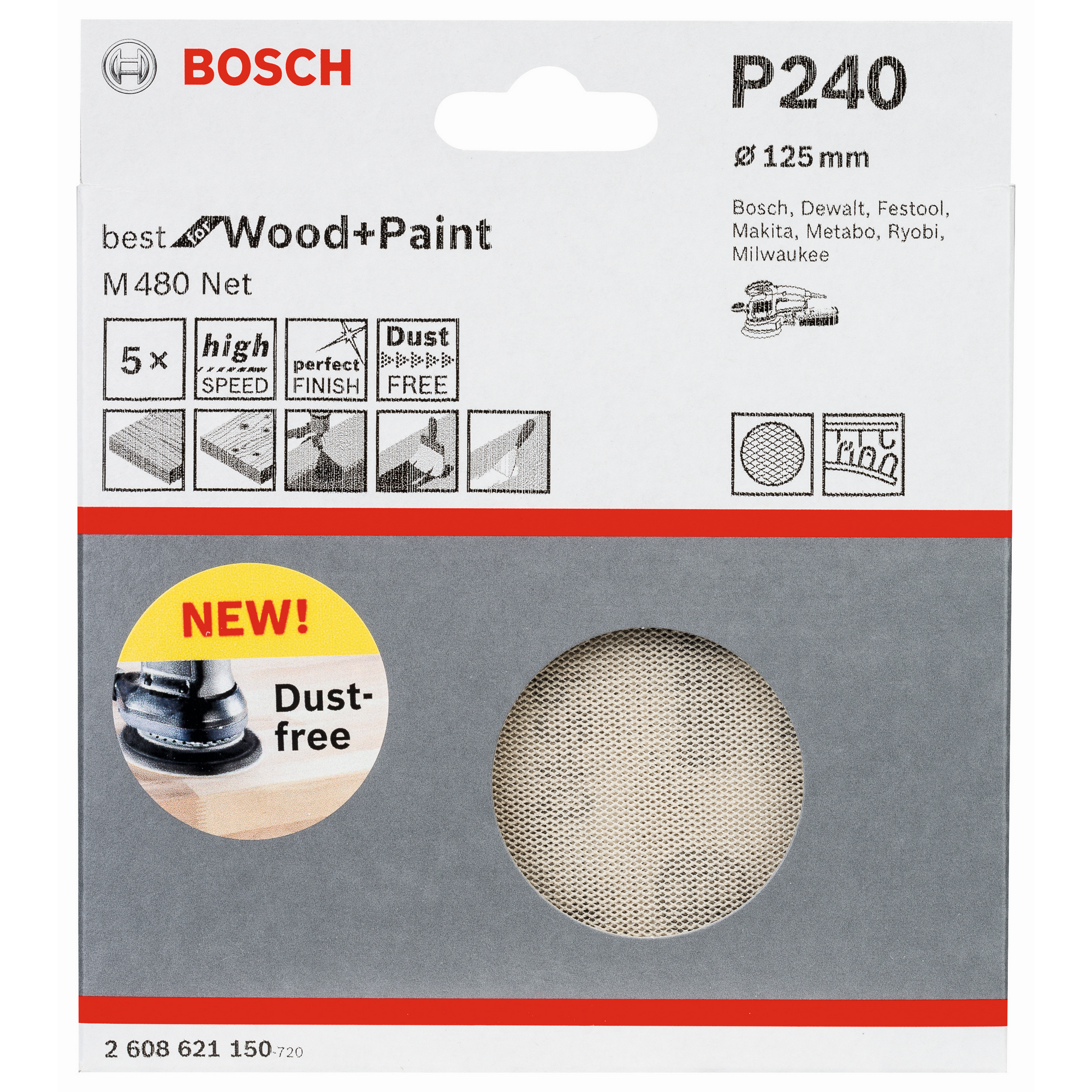 Schleifblatt 'Pro M480 Net' 5er-Pack Ø 125 mm, Körnung 240