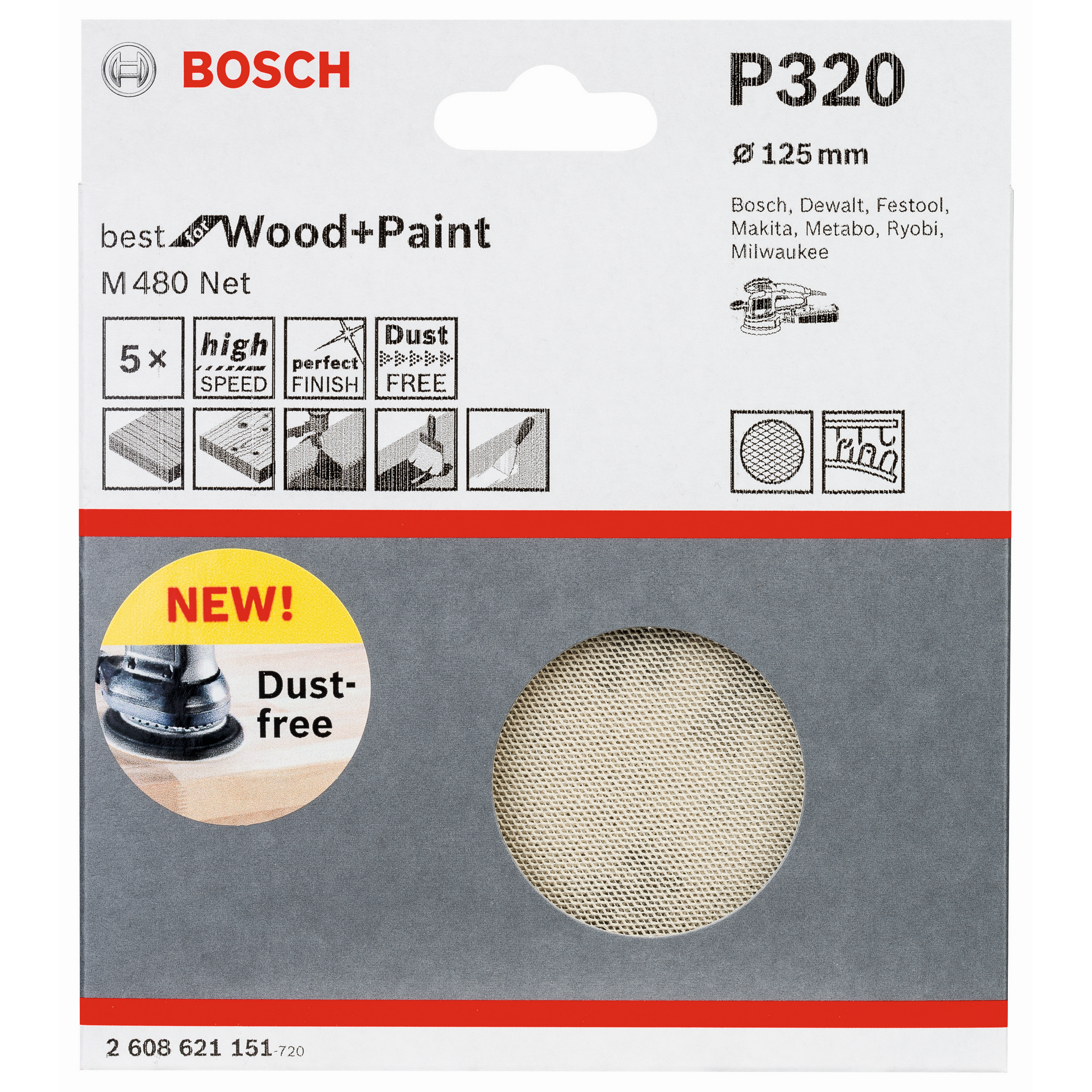 Schleifblatt 'Pro M480 Net' 5er-Pack Ø 125 mm, Körnung 320
