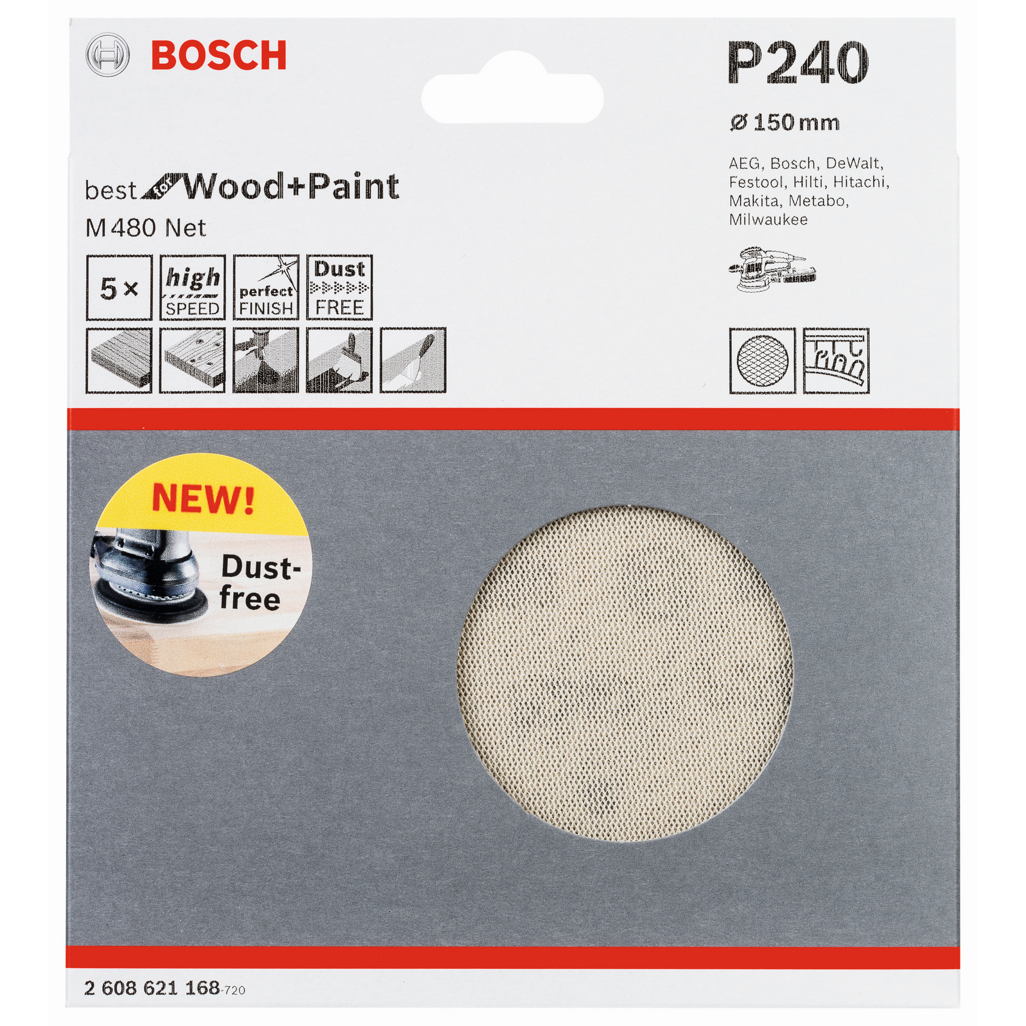 Schleifblatt 'Pro M480 Net' 5er-Pack Ø 150 mm, Körnung 240