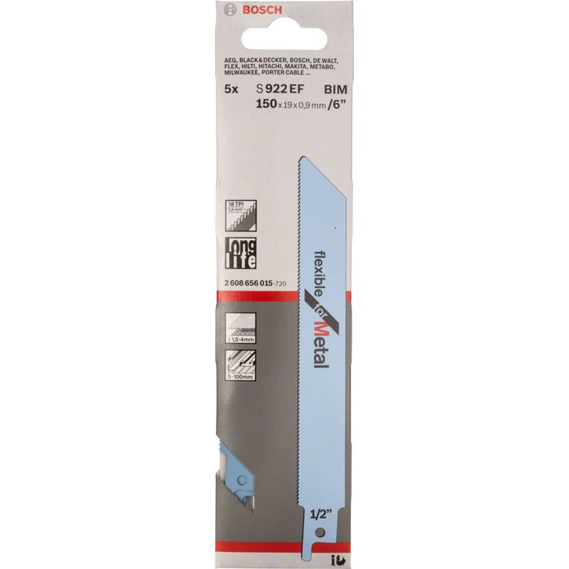 Säbelsägeblatt S 922 EF 'Flexible for Metal' 5er Pack