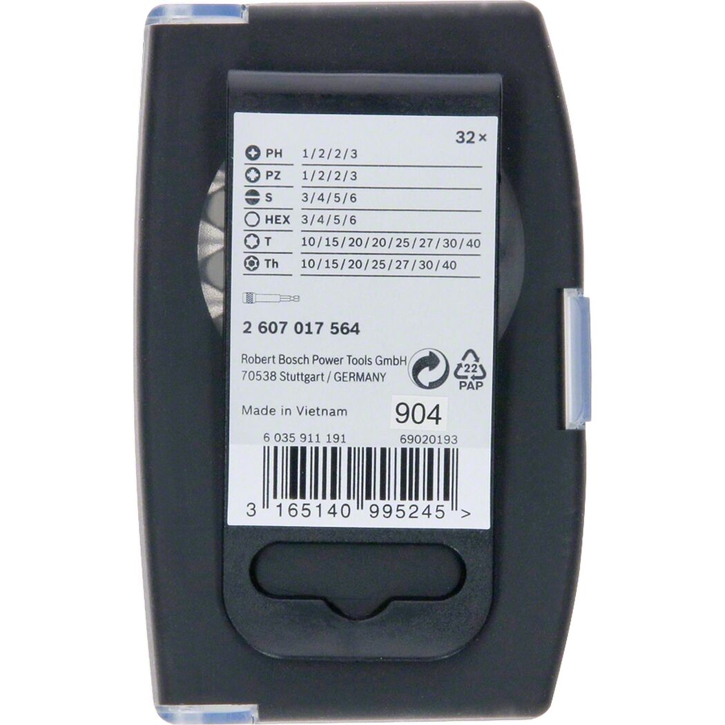 Rückseite Bit-Set PRO mit Größenangabe