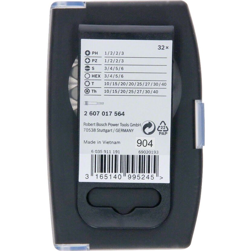 Rückseite Bit-Set PRO mit Größenangabe